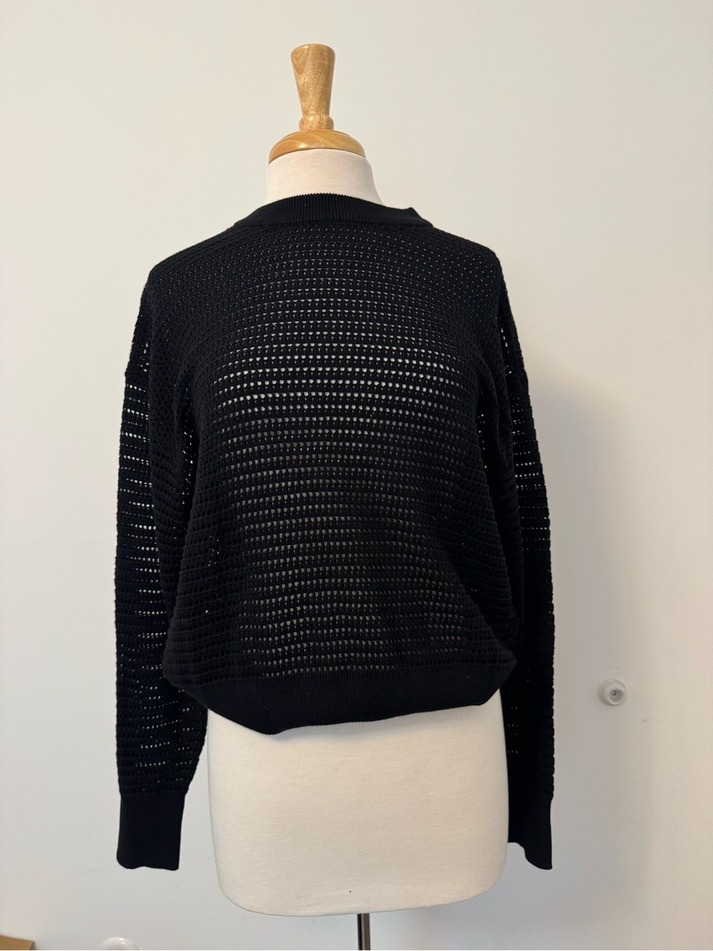 Barley Keyshawn Black Open-Knit Crewneck Sweater - New with tags